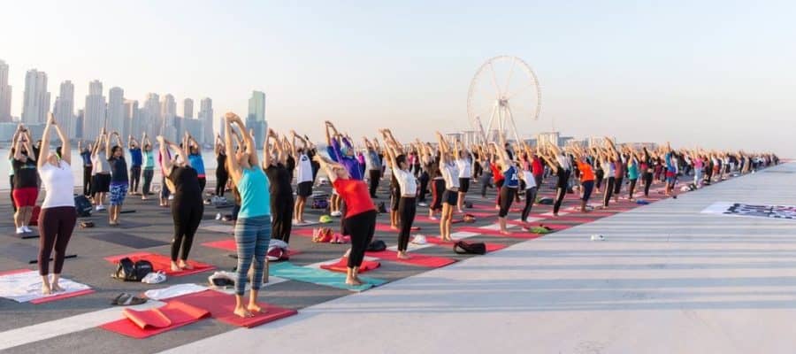 Large Dubai Fitness Challenge Sunrise Yoga Skydive Dubai Th November