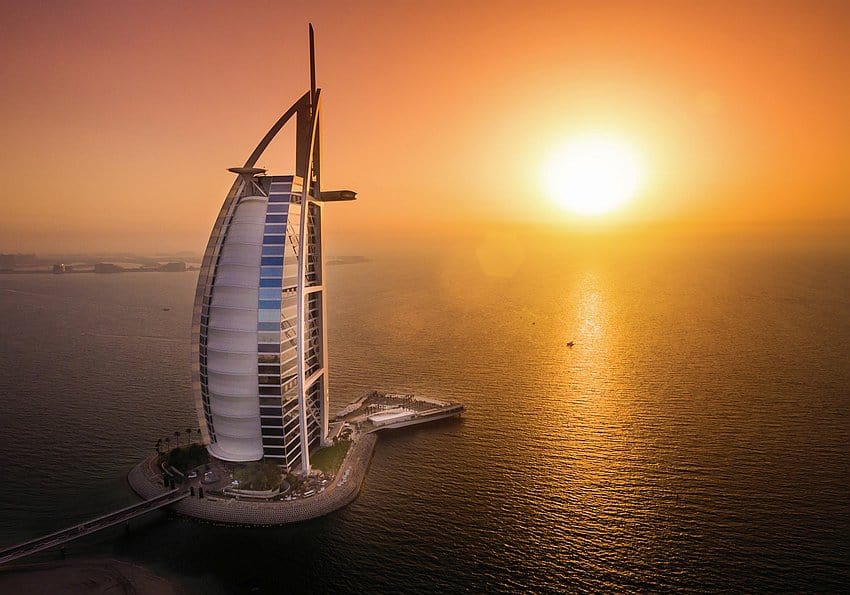 Burj Al Arab Jumeirah Terrace Aeria Sunset