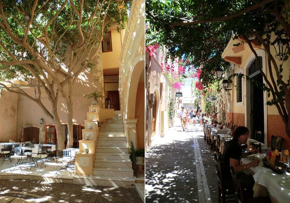 Innenhof im Casa Delfino und die Gassen von Chania