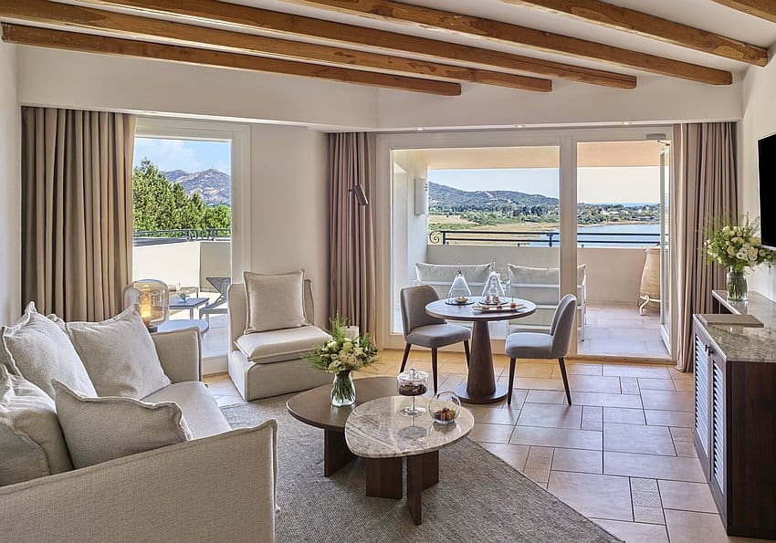 conrad chia laguna sardinia king one bedroom suite with sea view living room