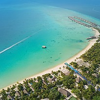 Lagune aus der Vogelperspektive - Fairmont Maldives Sirru Fen Fushi