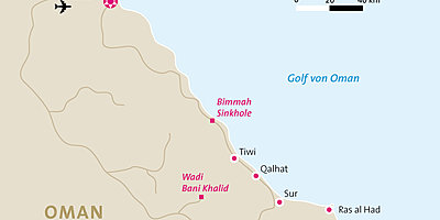 Rundreise Oman - Karte Rundreise