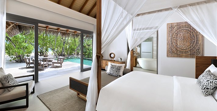 One Bedroom Deluxe Beach Pool Residence Schlafzimmer - Vakkaru Maldives