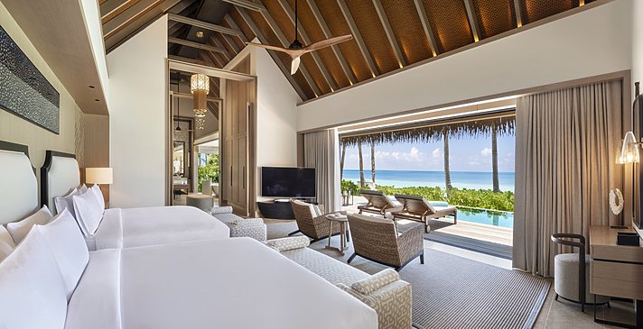 Beach Villa mit Pool Twin Schlafzimmer - Waldorf Astoria Maldives Ithaafushi