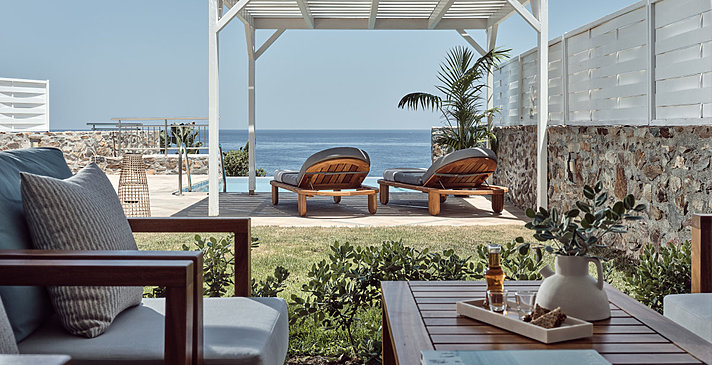 Luxury Suite with Private Pool Sea Front - The Royal Blue Resort & Spa Crete